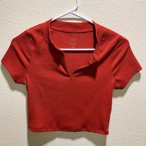 PACSUN Red Fitted Crop Top